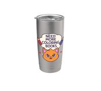 Need More Coloring Books Cute Cat & Colored Pencil Design Vaso térmico de acero inoxidable de doble pared