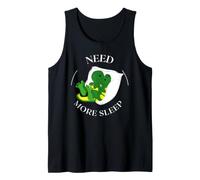 Need More Sleep Funny Tired Dragon Pijama Humor Camiseta sin Mangas