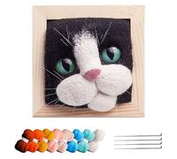 Needle Felting Kit - Cat Photo Frame Wool Craft Set | Easy Animal Felting Kit for Beginners, Decorative Handcrafted Cat Face Art with Tools, Instructions, and Giftable Packaging for Craft