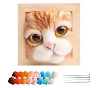Needle Felting Kit - Cat Photo Frame Wool Craft Set | Easy Animal Felting Kit for Beginners, Decorative Handcrafted Cat Face Art with Tools, Instructions, and Giftable Packaging for Craft