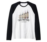 Needle Size Matters Funny Nursing and Nurses Camiseta Manga Raglan