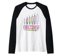 Needle Size Matters Funny Nursing and Nurses Camiseta Manga Raglan
