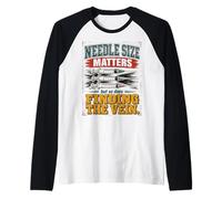 Needle Size Matters Funny Nursing Camiseta Manga Raglan
