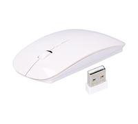 needlid Ratón Inalámbrico, 2.4G Tecnología Inalámbrica E Smart Slim Portable USB Mouse ABS Durable Robusto para Tableta para Oficina Computadora Portátil para Computadora(Blanco)