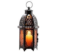 NEEDOMO Farol marroquí Colgante, portavelas Vintage de 12.8 Pulgadas, faroles de Metal Decorativos para Interiores y Exteriores, Mesa, Patio, Porche, Estante, decoración gótica Oscura del hogar