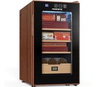 NEEDONE Humidor de puros de 48 litros con control de calefacción y refrigeración, termostático silencioso gabinete enfriador eléctrico para 350 unidades con estantes de madera de cedro español y cajón