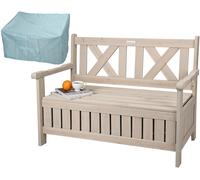 needs&wants Chesty4 Banco Jardín Madera Beige 2 Plazas Resistente Con Almacenaje