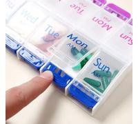 Needs & Wants® Pastillero con botones fáciles de abrir - AM & PM 7 días de almacenamiento de medicamentos Pastillero Soporte para pastillas (14 ranuras para pastillas)