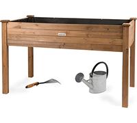 needs&wants WONDERMAKE® Jardinera elevada Grande de Madera para jardín, huerto Urbano, balcón o terraza, Kit de Maceta XL Rectangular Estrecha con lámina de vellón, para Hierbas aromáticas, marrón
