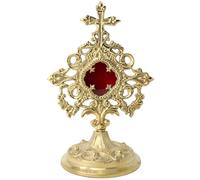 Needzo Ostensorio de latón, relicario religioso para la Santa Eucaristía, iglesia y recipiente de ceremonia sagrada, 5.75 x 9 pulgadas