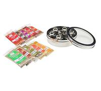Neelam - Auténticos especieros de acero inoxidable indios con 10 especias / Masala Dabba (contenedores de tamaño completo, incluye cuchara), acero inoxidable, No.10 (16cm x 5.5cm)
