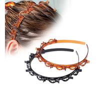 NEERIX 2pcs Hairband with Clips,Frisurenhilfe Haarreif mit Klammern,Hair Twister Haarreifen, Bangs Hairpin,für Styling von Langen und kurzzen Haaren,Outdoor Sports Yoga (Schwarz,Braun)