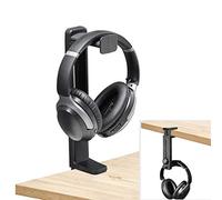 Neetto HS906 Soporte de Auriculares & Colgador 2 en 1, Arriba y Debajo de Escritorio Portaauriculares Gancho de Montaje Abrazadera Giratoria y Ajustable en Altura, Estante para Auriculares Clip Cable