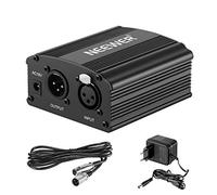 Neewer 1-Canal Phantom 48V Alimentación Suplimiento Negro con Adaptador y Cable de Audio XLR para Caulquier Micrófono Condensador Músico Equipo de Grabación