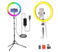 NEEWER 12" Aro de Luz con Trípode Compatible con iPhone, 24W LED RGB Ring Light con Soporte para Móvil para Selfie Estudio Fotografía Vídeo Maquillaje Pestañas Streaming, 2500-10000K CRI95+, RH12C