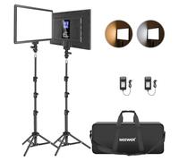 NEEWER 13" Kit Iluminación de Panel de Luz Video LED, 2 Pack Luces Suaves Bicolor Regulable con Soporte de Luz, 8000mAh Batería Incorporada, 3200K~5600K CRI 97+ 2400Lux para Juegos/YouTube/Fotografía