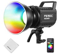 NEEWER 130W RGB LED Luz de Vídeo con App/2.4G Control, Iluminación Continua COB Estudio, 17 Efectos 2500-7500K 19800 Lux CRI97 4 Curvas de Atenuación, Foco Bowens para Fotografia y Streaming, FS150C