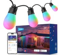 NEEWER 144ft Outdoor String Lights, App Control Smart AI RGBW Dimmable Colgar Exterior Patio Balcon Jardin Luz IP65 Impermeable, 45 LED Foco Bulbs, 50+ Escenas, Compatible con Alexa Google, NR01