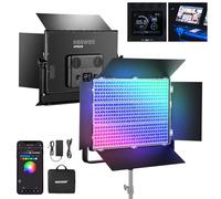 NEEWER 150W Luz Video Kit Panel LED RGB con Barn Doors, 1800 LED Lente TIR 42500Lux@0.5m 2500-10000K CRI96+/TLCI97+ 0.0%-100% Atenuación, App/2.4G/Panel/Control DMX para Iluminar Estudio Pro, AP150C