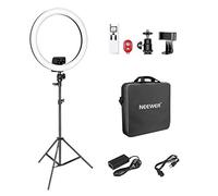 NEEWER 18-inch Aro de Luz LED Avanzado Soporte Control Táctil Manual con Pantalla LED, Control Remoto 2,4G y Múltiples Luces, 3200-5600K, Soporte para Maquillaje YouTube Video Blogger Salon (Negro)