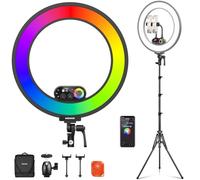 NEEWER 18" RL45C Ring Light Edge Cama Anillo Luminoso RGB con Trípode Teléfono Mando a Distancia 360° Colores Completos App/2.4G Control Compatible con iPhone Selfie Maquillaje Grabación Vídeo