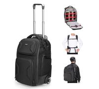 NEEWER 2 en 1 Mochila con Ruedas para Cámara con Divisor Prueba de Golpe,Asa Retráctil, Cinturilla, Funda para Lluvia, Mochila de Mano para Cámara, Trípode, Flash, Lente, Portátil, Color Negro, PB027