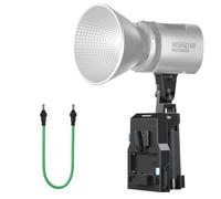 NEEWER 2 en 1 Montura V y NP-F Empuñadura Batería para MS HS Serie Linterna LED Vídeo Portátil, Asa Doble Canal con Placa Montaje Batería NP-F970 750 PS099E VB99 & 5,5 x 2,5mm Cable CC a CC, PS011E