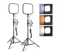 NEEWER 2 Pack 15W 10,8" Kit Panel de Luz LED para Video con Trípodes/63 Soportes Movil, Foco Estudio Bicolor Regulable con Iluminación de Borde 816lux CRI95+ para Fotografía Filmación Streaming,L220
