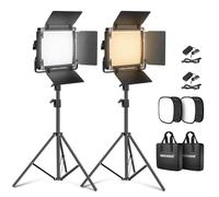 NEEWER 2 Pack Bicolor 660 Panel LED Luz Video y Soporte Kit: 3200-5600K CRI 96+ Dimmable Iluminación Continua con U Bracket y Barndoor, 190cm Soporte de Luz y Difusor Softbox para Estudio Fotografíco