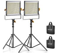 NEEWER 2 Pack Luces de Video LED Bicolor Regulables 480 y Kit de Iluminación de Soporte Incluye: Panel LED CRI 96+ de 3200-5600K con U Bracket, Tripode de luz de 75 Inches para Fotografía de Estudio