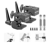 NEEWER 2 Pzs Super Abrazadera con 5/8" Stud, Bloqueo Resorte, 2,4" Jaw Grip Heavy Duty Crab Pole Clamp para Tubo Redondo Superficie Plana, para Fotografía Estudio Iluminación, Carga Máx 15kg, UA017