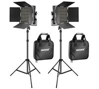 NEEWER 2 Piezas Bi-Color 660 LED de Luz de Vídeo y Kit de Soporte Incluye: (2) 3200-5600K CRI 96 + Regulable Luz con Soporte en U y Barndoor, (2) 75 Pulgadas Soporte de Luz para Fotografía de Estudio