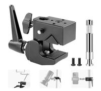 NEEWER 2 Pzs Super Abrazadera con 5/8" Stud, Bloqueo Resorte, 2,4" Jaw Grip Heavy Duty Crab Pole Clamp para Tubo Redondo Superficie Plana, para Fotografía Estudio Iluminación, Carga Máx 15kg, UA017