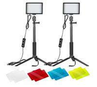 NEEWER 2 X Luz de Vídeo LED USB de Regulables 5600K con Soporte de Trípode Profesional y Filtros de Color para Grabación en Ángulo Bajo, luminación de Videoconferencia/Juegos/Youtube/Fotografía