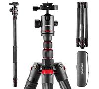 NEEWER 205cm Trípode de Viaje para Cámara de Fibra de Carbono, Trípode de Fotografía con Monopie Ejes Centrales de 2 Partes, Cabezal de Bola Panorámico de 360°, Carga Máxima 12kg, N55CR