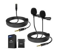 NEEWER 2m Cable Micrófonos Lavalier Dobles con 4m Cable Extensión, Mini Clip On Condensador Omnidireccional Micrófono Solapa 3,5mm TRS para Cámara DSLR sin Espejo Videocámara Entrevista Vlog, LM3