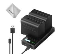 NEEWER 2Pcs NP-F970 7800mAh Baterías de Repuesto con Cargador y Paño de Limpieza, Compatible con Sony NP-F970 F960 F950 F770 F750 F570 F550 FX3 FX30 A7 Canon R5 Nikon Z8 Cámaras,para Handycam Luz LED