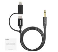 NEEWER 3.3ft/1m 2 en 1 Auxiliar Cable, 3,5mm TRS a USB C/iOS Audio Cable, Compatible con iPhone 16 Pro MAX 15 14 13 12 Android Samsung S25 Ultra S24 S23 Móvil Tablets Auriculares, LM13