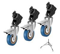 NEEWER 3 Pack Professional Swivel Caster Wheels, Antideslizantes 360° Rotación Rueda Goma con Bloqueo Freno Pie Hierro Solo para Soporte Luz Resistente con ø0.9/22mm Patas, NO para C Stands, ST001