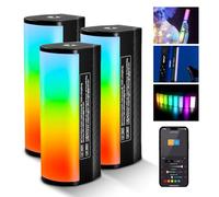 NEEWER Paquete de 3 Pro Magnéticas Varitas Luz Mano, App DMX Control, Efectos Personals, Grupo Luces, 360° RGB, 2600mAh 2500-10000K Regulable CRI97 17 Escenas Luz LED para Foto y Grabación, TL98C