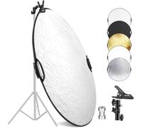 NEEWER Reflector de luz de 56 cm con Abrazadera y empuñaduras, 5 en 1, Plegable, multidisco, Reflector, translúcido, Plateado, Dorado, Blanco/Negro con Rosca de 3/8 Pulgadas para iluminación Exterior