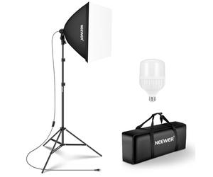 NEEWER 350W Equivalente Softbox Kit de Iluminación, 5700K LED Bombilla, 24x24 Pulgadas Softbox con Socket E27, Fotografía Kit de Iluminación Continua, Equipo de Estudio Fotográfico, NK300