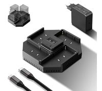 NEEWER 4 Canales NPF Cargador de batería para videocámara NP-F550, NP-F750 y NP-F970, Carga rápida PD 100W con Cargador de Corriente rápida PD 100W GAN, Cable USB-C a USB-C, Pantalla OLED, NW-F4