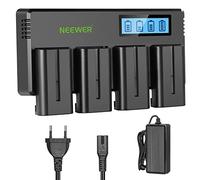 NEEWER 4 Pack Baterías de Repuesto NP-F550 de 7,4V 2600mAh con 4 Canales Cargador de Batería y Adaptador de Energía Compatible con NP-F550/750/770/970 FM500H QM71D QM91D Monitor de Campo Luz de Video