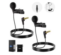 NEEWER ø4mm Mini Micrófono Solapa (Paquete de 2), Clip On Mic Solapa Condensador Cable con 5ft/1,5m 3,5mm Conector TRS, Compatible con dji Mic 2 Rode Wireless Go II CM28 CM31 Cámara, LM8