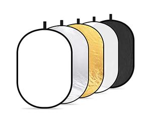 Neewer 5-in-1 Reflector de luz professional, plegable multi discos ovalado (80 x 120 cm) translúcido, plateado, negro, dorado y blanco