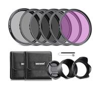 NEEWER 52mm Kit de Filtro ND y Accesorios de Lente, ND2 ND4 ND8 UV FLD CPL(Polarizador Circular) Juego de Filtros con Tapa de Lente/Parasol de Lente en Forma de Tulipán/Parasol de Lente Goma Plegable