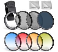 NEEWER 52mm Paquete de 7 ND Filtro Set Compatible con iPhone, Clip On CPL+ ND32 + Starlight + GND (Rojo/Naranja/Amarillo/Azul), Kit Accesorios Fotografía Lentes Cámara