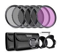 NEEWER 55mm Kit de Filtro ND y Accesorios de Lente, ND2 ND4 ND8 UV FLD CPL(Polarizador Circular) Juego de Filtros con Tapa de Lente/Parasol de Lente en Forma de Tulipán/Parasol de Lente Goma Plegable