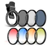 NEEWER 58mm Kit de Filtro de Lente con Clip de Lente de Teléfono, CPL, ND32, Filtro Estrella 6 Puntos, Filtros Graduados (4 Colores), Compatible con iPhone 16 15 14 Pro MAX 13 12 11 Canon Nikon Sony